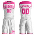 Custom Name and Number Basketball Jersey Suit - Personalized White Pink Color Block Round Neck Sublimation Design Personalized