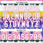 Custom Name and Number Personalized Heron 3D Pattern Bomber Varsity Jacket in White Pink-Gold Full-Snap Design Personalized