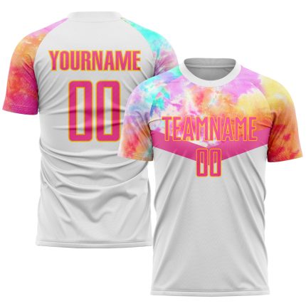 Custom Name and Number Soccer Jersey - Personalized White Pink-Gold Sublimation Uniform for Team спортивный Personalized