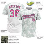 Custom Name and Number Unisex Softball Jersey, Personalized 3D Pattern Curve Lines in White, Pink, Kelly Green - Two-Button Design