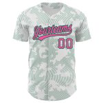 Custom Name Number Baseball Jersey 3D Pattern Design in White Pink Kelly Green - Personalized Authentic Team Apparel Personalized