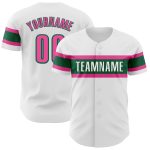 Personalized Authentic Baseball Jersey in White, Pink, and Kelly Green Personalized White Pink-Kelly Green Authentic Baseball