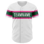Personalized Authentic Baseball Jersey in White, Pink, and Kelly Green Personalized White Pink-Kelly Green Authentic Baseball