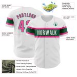 Personalized Authentic Baseball Jersey in White, Pink, and Kelly Green Personalized White Pink-Kelly Green Authentic Baseball