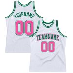 Custom Name Number Personalized White Pink Kelly Green Basketball Jersey Authentic Throwback Personalized White Pink-Kelly