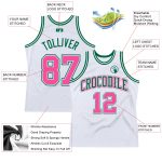 Custom Name Number Personalized White Pink Kelly Green Basketball Jersey Authentic Throwback Personalized White Pink-Kelly