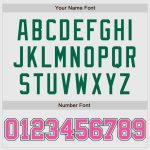 Custom Name and Number Authentic Two Tone Baseball Jersey in White Pink and Kelly Green - Personalized Sports Apparel Personalized