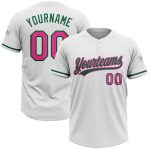 Personalized Softball Jersey - White Pink Kelly Green Unisex Two-Button Personalized White Pink-Kelly Green Two-Button Unisex