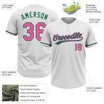 Personalized Softball Jersey - White Pink Kelly Green Unisex Two-Button Personalized White Pink-Kelly Green Two-Button Unisex
