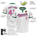Custom Name and Number Softball Jersey - Personalized White Pink Kelly Green Unisex Two-Button Design Personalized White