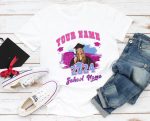 Custom 3D Graduation T-Shirt Personalized with Name and Number - White Pink Light Blue Team Design Personalized White Pink-Light