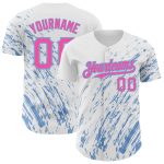 Personalized 3D Pattern Baseball Jersey with Custom Name & Number - White Pink Light Blue Abstract Splash Design Personalized
