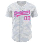 Custom Name and Number Baseball Jersey - Personalized 3D Pattern Design in White, Pink, and Light Blue Personalized White