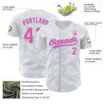 Custom Name and Number Baseball Jersey - Personalized 3D Pattern Design in White, Pink, and Light Blue Personalized White