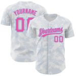 Custom Name and Number Baseball Jersey - Personalized 3D Pattern Design in White, Pink, and Light Blue Personalized White