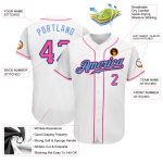 Custom Name and Number Baseball Jersey - Personalized White Pink Light Blue Authentic Team Jersey Personalized White Pink-Light