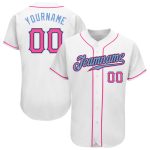 Custom Name and Number Baseball Jersey - Personalized White Pink Light Blue Authentic Team Jersey Personalized White Pink-Light