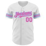 Personalized Authentic Baseball Jersey White Pink Light Blue Color Options Personalized White Pink-Light Blue Authentic Baseball