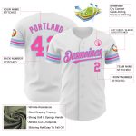 Personalized Authentic Baseball Jersey White Pink Light Blue Color Options Personalized White Pink-Light Blue Authentic Baseball