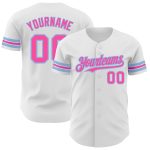 Personalized Authentic Baseball Jersey White Pink Light Blue Color Options Personalized White Pink-Light Blue Authentic Baseball