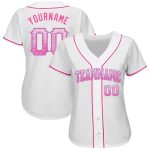 Personalized Custom Name Number White Pink Light Blue Drift Fashion Baseball Jersey Personalized White Pink-Light Blue Authentic