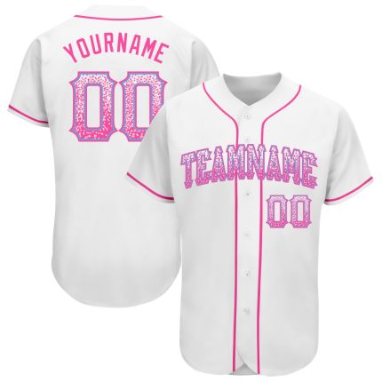 Personalized Custom Name Number White Pink Light Blue Drift Fashion Baseball Jersey Personalized White Pink-Light Blue Authentic
