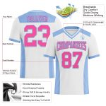 Custom Football Jersey - Personalized Authentic Mesh in White, Pink & Light Blue with Team Name & Number Personalized White