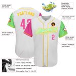 Custom Two Tone Baseball Jersey with Personalized Name and Number - White Pink Pea Green Gold Authentic Design Personalized