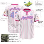 Custom Name and Number Softball Jersey Unisex Two-Button Light Blue White Pink Pinstripe Personalized White Pink Pinstripe