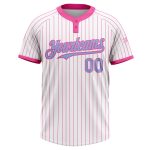 Custom Name and Number Softball Jersey Unisex Two-Button Light Blue White Pink Pinstripe Personalized White Pink Pinstripe