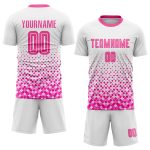 Personalized Soccer Jersey - White Pink Sublimation Uniform for Kids and Adults Personalized White Pink Sublimation Soccer