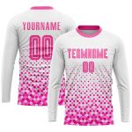 Personalized Soccer Jersey - White Pink Sublimation Uniform for Kids and Adults Personalized White Pink Sublimation Soccer