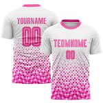 Personalized Soccer Jersey - White Pink Sublimation Uniform for Kids and Adults Personalized White Pink Sublimation Soccer