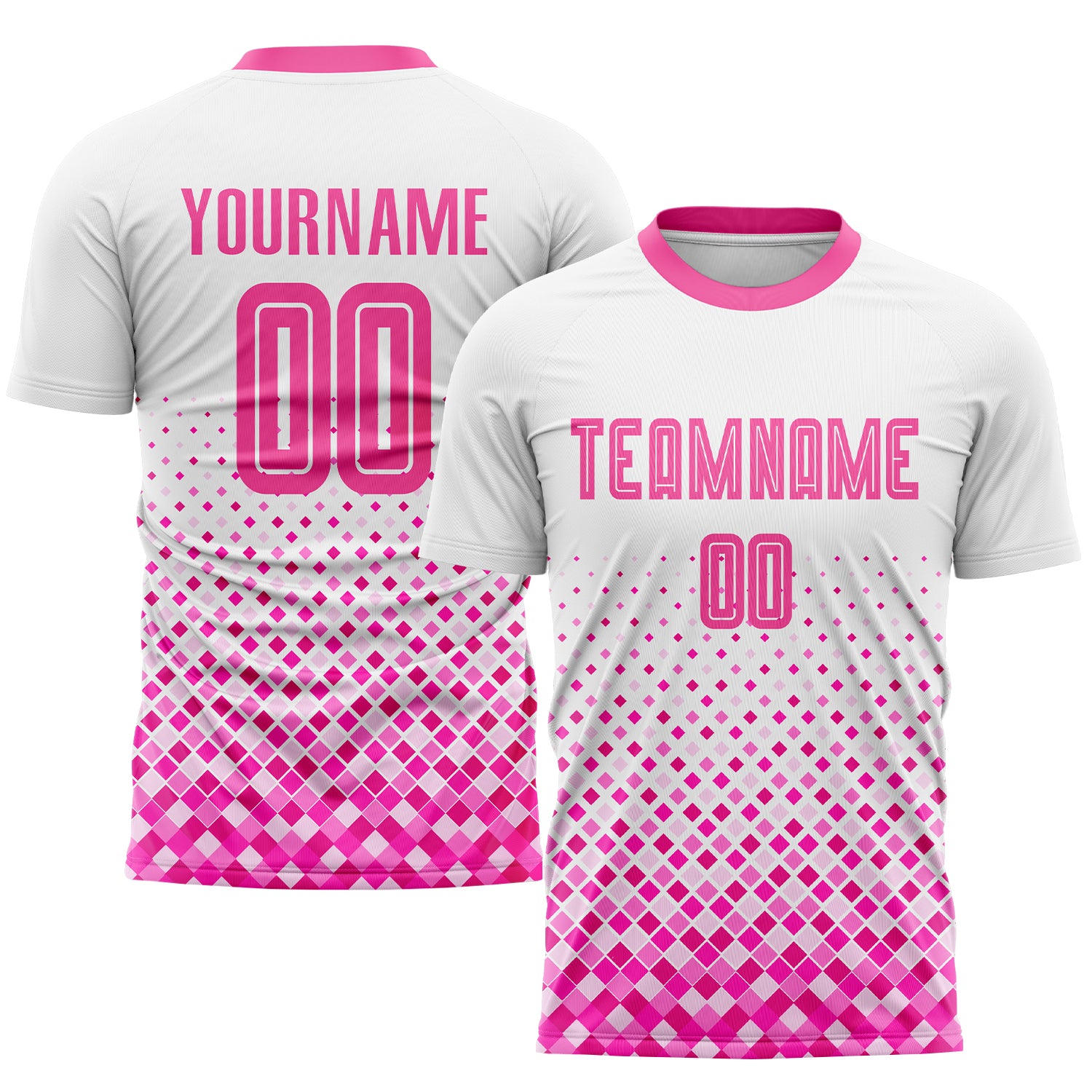 Personalized Soccer Jersey - White Pink Sublimation Uniform for Kids and Adults Personalized White Pink Sublimation Soccer