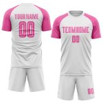 Custom Soccer Jersey with Personalized Name and Number - White with Pink Sublimation Team Uniform Personalized White Pink