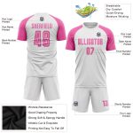 Custom Soccer Jersey with Personalized Name and Number - White with Pink Sublimation Team Uniform Personalized White Pink