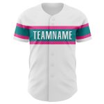 Custom Name and Number Baseball Jersey - Personalized White Pink Teal Authentic Team Jersey Personalized White Pink-Teal