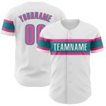 Custom Name and Number Baseball Jersey - Personalized White Pink Teal Authentic Team Jersey Personalized White Pink-Teal
