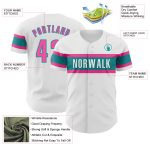 Custom Name and Number Baseball Jersey - Personalized White Pink Teal Authentic Team Jersey Personalized White Pink-Teal