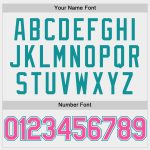 Custom Unisex Softball Jersey with Personalized Name & Number, White Pink Teal Two-Button Design Personalized White Pink-Teal