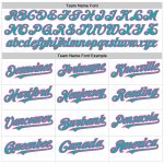 Custom Name and Number Personalized Baseball Jersey in White Pinstripe Aqua-Pink Authentic Fade Design Personalized White