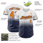 Custom Name and Number Personalized Orange-Navy White Pinstripe Baseball Jersey - Authentic Fade Fashion Team Jersey Personalized