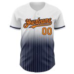 Custom Name and Number Personalized Orange-Navy White Pinstripe Baseball Jersey - Authentic Fade Fashion Team Jersey Personalized