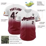 Custom Black-Crimson Authentic Fade Baseball Jersey with Personalized Name & Number - White Pinstripe Design Personalized