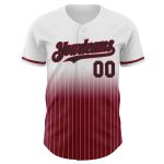 Custom Black-Crimson Authentic Fade Baseball Jersey with Personalized Name & Number - White Pinstripe Design Personalized