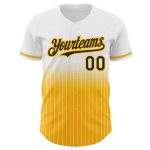 Custom Black-Gold Fade Baseball Jersey - Personalized White Pinstripe with Name and Number Personalized White Pinstripe Black-Gold