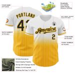 Custom Black-Gold Fade Baseball Jersey - Personalized White Pinstripe with Name and Number Personalized White Pinstripe Black-Gold