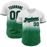 Custom Name Number Black Kelly Green Pinstripe Baseball Jersey - Personalized Authentic Fade Fashion Gear Personalized White