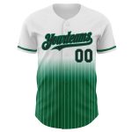 Custom Name Number Black Kelly Green Pinstripe Baseball Jersey - Personalized Authentic Fade Fashion Gear Personalized White