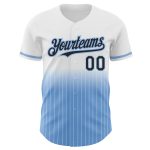 Custom Name and Number Personalized Black-Light Blue Baseball Jersey - White Pinstripe Authentic Fade Fashion Personalized